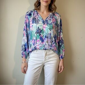Lilly Pulitzer Willa Top Women’s Floral Coastal Resort Vacation‎ Preppy Size XS